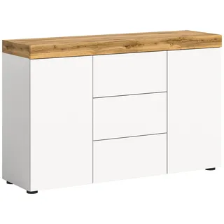 xonox.home Sideboard Sugar 125 x 80 x 37 cm Weiß / Eiche Wotan