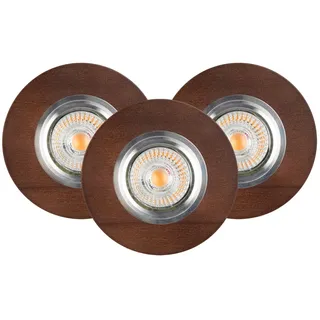 Einbauspot 3-er Set Holz wohnlich mit LED 5W GU10 verstellbare Bad Lampe DELEN