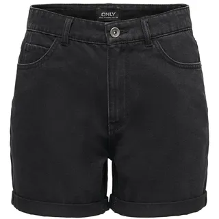 ONLY Damen Shorts high Waist 5-Pocket Design Knopfleiste Reißverschluss Kurze Bermudas, Farben:Schwarz-2, Größe:S