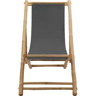 vidaXL Liegestuhl Bambus und Canvas Dunkelgrau - Grau