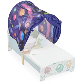 Relaxdays Kinderbett mit Bettzelt Weltall-Design 220 x 79 cm Polyester bunt