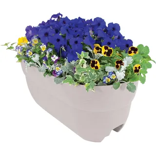 Emsco Group Bloomers Geländer-Pflanzgefäß mit Entwässerungslöchern, 61 cm, wetterfester Übertopf aus Kunstharz, Polyethylen-Kunststoff, Weiß