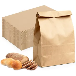 100 Stück Kraftpapiertüten Braun,21 x 12 x 7 cm Geschenktüten Tüten Papier Klein,DIY Süßigkeiten Beutel,Brottüten,Geschenktüten aus Papier für Adventskalender,Geburtstagsparty,Gastgeschenke Hochzeit