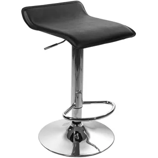 Hocker FORT - schwarzes Ökoleder / Chromfuß x 2 - Schwarz, Silber