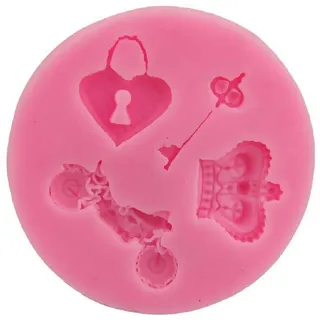 Silikonform SA152 Krone Vorhängeschloss Schlüssel Motorrad Fondant Zuckerpaste Torten Küche Geschenkidee Weihnachten Geburtstag Kreativ Originell