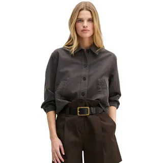 Hemdjacke MARC O'POLO, Damen, Gr. 34, burnt coffee, Twill, Obermaterial: 54% Baumwolle, 23% Leinen, 23% Lyocell, hüftlang, Jacken Hemdjacke, A-Shape aus Organic Cotton-Lyocell-Leinen-Mix