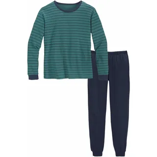 LE JOGGER le jogger® Pyjama 1 Stück, 2 tlg. Schlafanzug mit zweifarbig gestreiftem Oberteil le jogger® petrol-marine