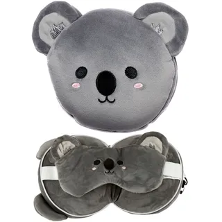 Puckator Relaxeazzz Plüsch Koalabär Reisekissen 30 x 20 cm Grau