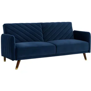 Schlafsofa Klappsofa 3-Sitzer - Samt - Blau - JORIS