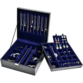 ProCase Schmuckschatulle Damen Leder, Schmuckkästchen mit 2 Ebenen Schmuckkasten Schmuckkoffer Schmuckaufbewahrung Schmuckbox Jewelry Box für Ringe, Ohrringe, Halsketten, Armbänder -Wassermelonenrot