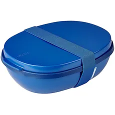 Mepal - Lunchbox Ellipse Duo - Meal Prep Box für Erwachsene & Salatbox zum Mitnehmen - Brotdose für ein gesundes Mittagessen - Ideal für Sandwiches & Salate - 825 ml + 600 ml - Vivid blue