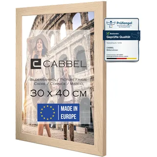 CABBEL Bilderrahmen 30x40 cm, Natur, stabiles MDF-Holz Rahmen, bruchsicherem Plexi-Glas, zum Aufhängen, ideal für Fotos/Bilder/Collage