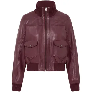 Lederjacke OXMO "Lederjacke OXDenny", Damen, Gr. 40, rot (burgundy), Obermaterial: 100% Lederfaserstoff LEAFIBTEX., Jacken Lederjacke