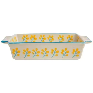 Tranquillo Kuchenform FLORAL blau aus Steinzeug Backform Keramik, 21 x 10,5 x 4,5 cm