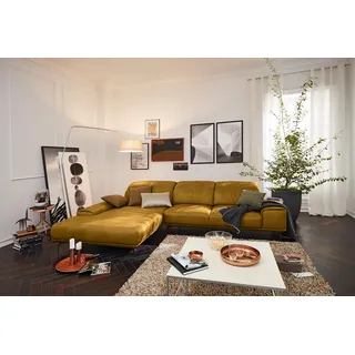 Musterring Wohnlandschaft "MR 2490 Ecksofa mit erstklassigem Sitzkomfort, Long-Life-Leder" Bronze-Fuß, Sitzhöhe 48cm, wahlweise mit Funktionen, Maße 342 x 207 cm, kurkuma, b