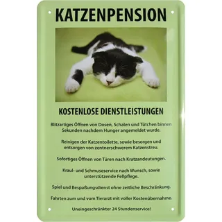 Katzenpension - Kostenlose Dienstleistungen Katze 20x30 Blechschild 535 (20 x 30 cm, 535)