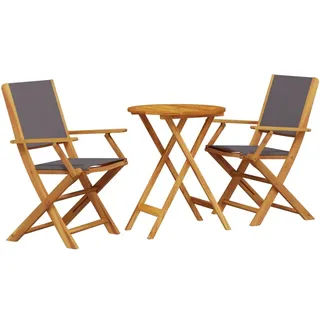 vidaXL 3-tlg. Bistro-Set Anthrazit Stoff und Massivholz - Grau