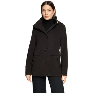 Fleecejacke GIL BRET, Damen, Gr. 38, braun (schwarz braun melange), Fleece, Obermaterial: 70% Wolle, 20% Polyester, 10% Polyamid, unifarben, tailliert ca. Mitte Oberschenkel, Rundhals, Jacken Fleecejacke, mit Kapuze und Wolle