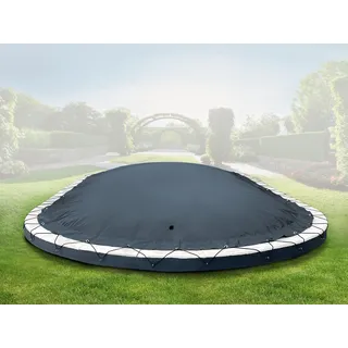 AirDeluxe® Ovale aufblasbare Poolplane Schwimmbad Abdeckung (6,00m x 3,00m, Anthrazit) aus LKW-Plane - stabile Winter Poolabdeckung - Dunkelgrau
