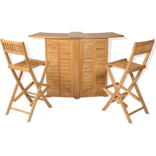 vidaXL 3-tlg. Bistro-Set mit Klappstühlen Massivholz Teak - Braun