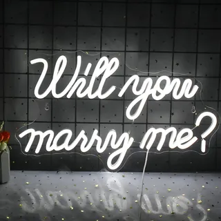 Wanxing Will You Marry Me Neon Schild Willst Du Mich Heiraten Neon Sign Marry Me Weiß Neonlicht Schriftzug LED Neon Neonhochzeitsschild Neonbuchstaben für Vorschlagsdekorationen,Hochzeitsfeier