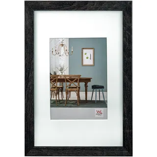 walther design Bilderrahmen dunkelgrau 60 x 80 cm mit Passepartout, Fiorito Holzrahmen EF080D