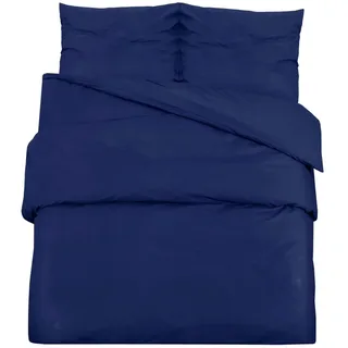 vidaXL Bettwäsche-Set Marineblau 240x220 cm Baumwolle