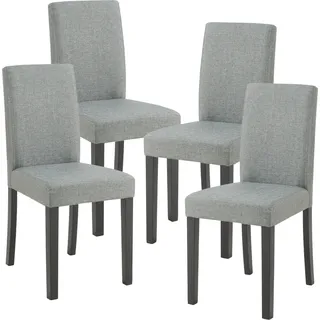 Esszimmerstuhl 'Hamburg' 4er Set Polsterstuhl Textil Holzbeine Hellgrau - Hellgrau