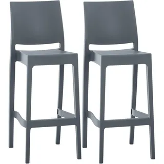 CLP Barhocker 2er Set Kunststoff dunkelgrau , Dunkelgrau , 45x105x51 cm , Esszimmer, Barmöbel, Barhocker