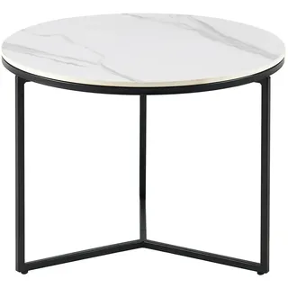 Livetastic Beistelltisch , Schwarz, Weiß , Metall, Keramik , rund , 60x45x60 cm , Wohnzimmer, Wohnzimmertische, Beistelltische, Beistelltische Metall