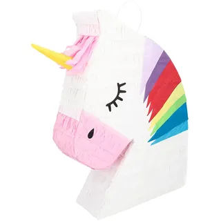Boland 30989 - Pinata Einhorn, 45 x 33 x 8 cm, Unicorn, Hängedeko, Dekoration für Geburtstag, Mottoparty und Karneval, Weiß mit Bunten Akzenten