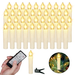 ZIYOUDOLI 40er LED Weihnachtskerzen Christbaumkerzen Weihnachtsbaumkerzen Kabellose Lichterkette Kerzen mit Timer Flackernde Dimmbar für Weihnachten Halloween Dekoration Lichterkette ohne kabel