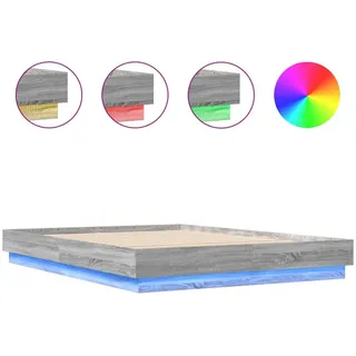 vidaXL Bettgestell mit LED Grau Sonoma-Eiche 120x200 cm - Grau