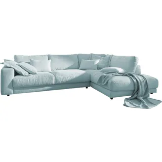 KAWOLA Sofa MADELINE Ecksofa Cord hellblau Recamiere rechts - Hellblau
