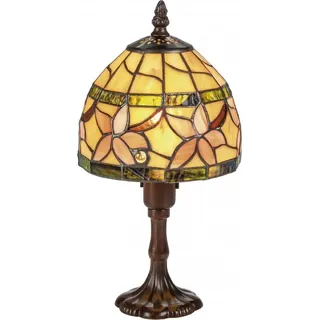 Casa Padrino Luxus Tiffany Tischleuchte Braun / Mehrfarbig Ø 15 x H. 30 cm - Luxus Hockerleuchte