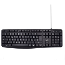 Ewent Kabelgebundene USB-Tastatur, geräuschloses Tippen, italienisches QWERTY-Layout für PC, Notebook, mit Windows und OS Systemen, 1,5 m Kabel, schwarz