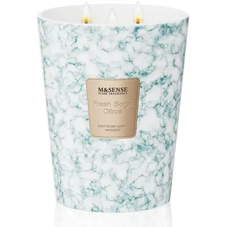 M&SENSE 990g Duftkerze Groß|Frischer Salbei-Zitrus Duftkerzen im Glas|Natürliche Sojawachs Kerzen|Geschenk für Frauen & Männer,Weihnachten|150h Brenndauer,3 Docht,Home Scented Oversize