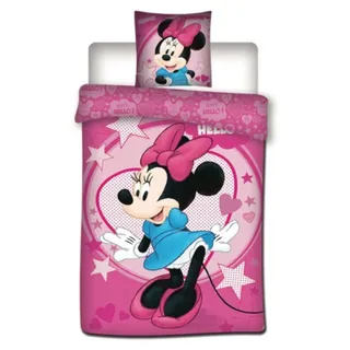 Disney Minnie Maus Bettwäsche Set – Kuscheliger 140cm x 200cm Bettbezug und 63cm x 63cm Kissenbezug für Kinder - Rosa