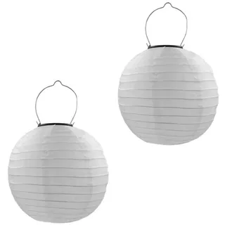 Qedertek Solarleuchte für den Außenbereich – 2 Stück 30 cm Solarlaterne, Lampions, warmweiß, aus Nylon, dekorative Lampe, ideal für Sommergarten, Terrasse, Balkon, Hochzeit, Geburtstag, Feiern
