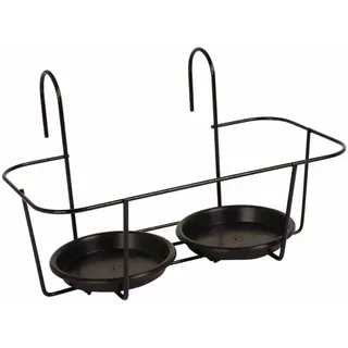 Haken-Blumentopfhalter 2 Töpfe klein, schwarz Halterung Pflanzenkorb Aufhängen
