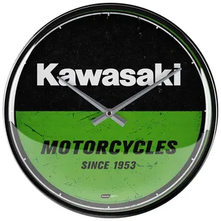 Nostalgic-Art Retro Wanduhr, Ø 31 cm, Kawasaki – Motorcycles – Geschenk-Idee für Biker, Original Lizenzprodukt (OLP), Große Küchenuhr, Vintage Design