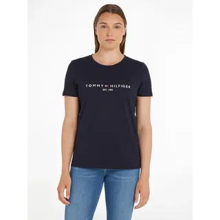 Tommy Hilfiger Damen T-Shirt Kurzarm Heritage Rundhalsausschnitt, Blau (Desert Sky), XXS
