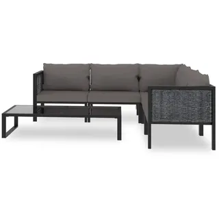 vidaXL 6-tlg. Garten-Lounge-Set mit Auflagen Poly Rattan Anthrazit - Grau