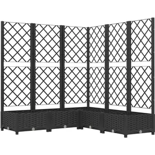 vidaXL Pflanzkübel mit Rankgitter Blumenkübel Pflanzkasten Blumentopf Blumenkasten Rankhilfe Spalier Gartenspalier Schwarz 120x120x121,5cm PP