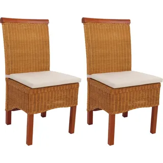 Mendler Esszimmerstuhl M42 Rattan Braun 2er Set