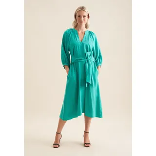 Sommerkleid SEIDENSTICKER "Schwarze Rose", Damen, Gr. XS (34), Normalgrößen, blau (türkis), 88% Modal, 12% Polyester, unifarben, oversize, Rundhals, Kleider Sommerkleid, 3/4 Rundhals Uni