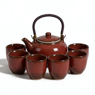 Webao Tee Set Chinesische Teeservice aus Keramik, 600ml Teekanne und 6 Tasse 120ml Kungfu Tee Services, Ofenveränderte Glasur asiatische Teekanne für Teeliebhaber, Rot