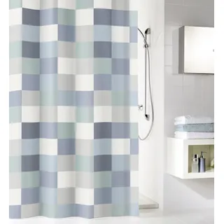 KLEINE WOLKE Duschvorhang Check 180 x 200 cm blau