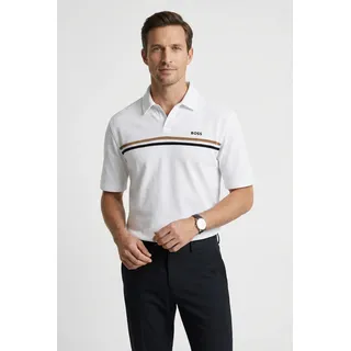 Poloshirt BOSS "Iconic", Herren, Gr. S, weiß 100, Frottee, Obermaterial: 80% Baumwolle, 20% Polyester, unifarben, normal normal, Shirts Poloshirt, aus Frottee