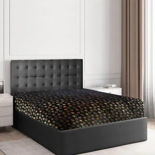 GC GAVENO CAVAILIA Teddy-Fleece-Stern-Folien-Bettwäsche-Set, superweich, flauschig, gemütlich, warm, glänzend, 2-teilig, pflegeleicht, Bettbezug und tiefes Gummiband, Anthrazit,